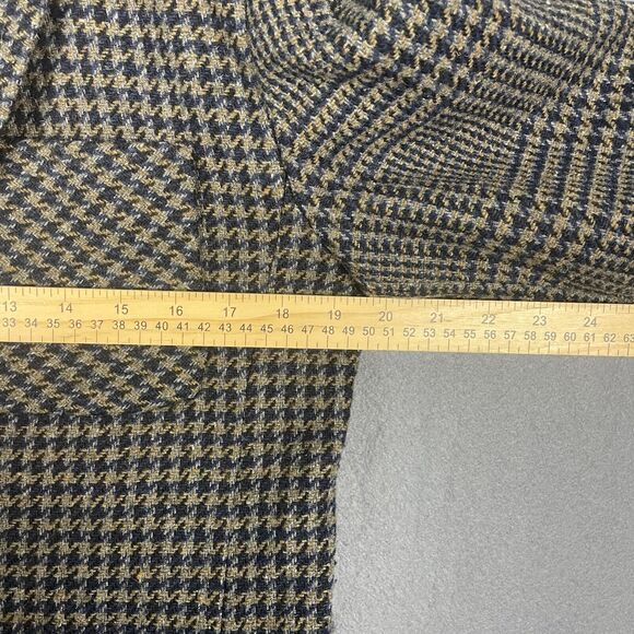 JL Colebrook Blazer Men M Navy Brown Houndstooth Wool Blend Button Suit Jacket - Picture 12 of 16